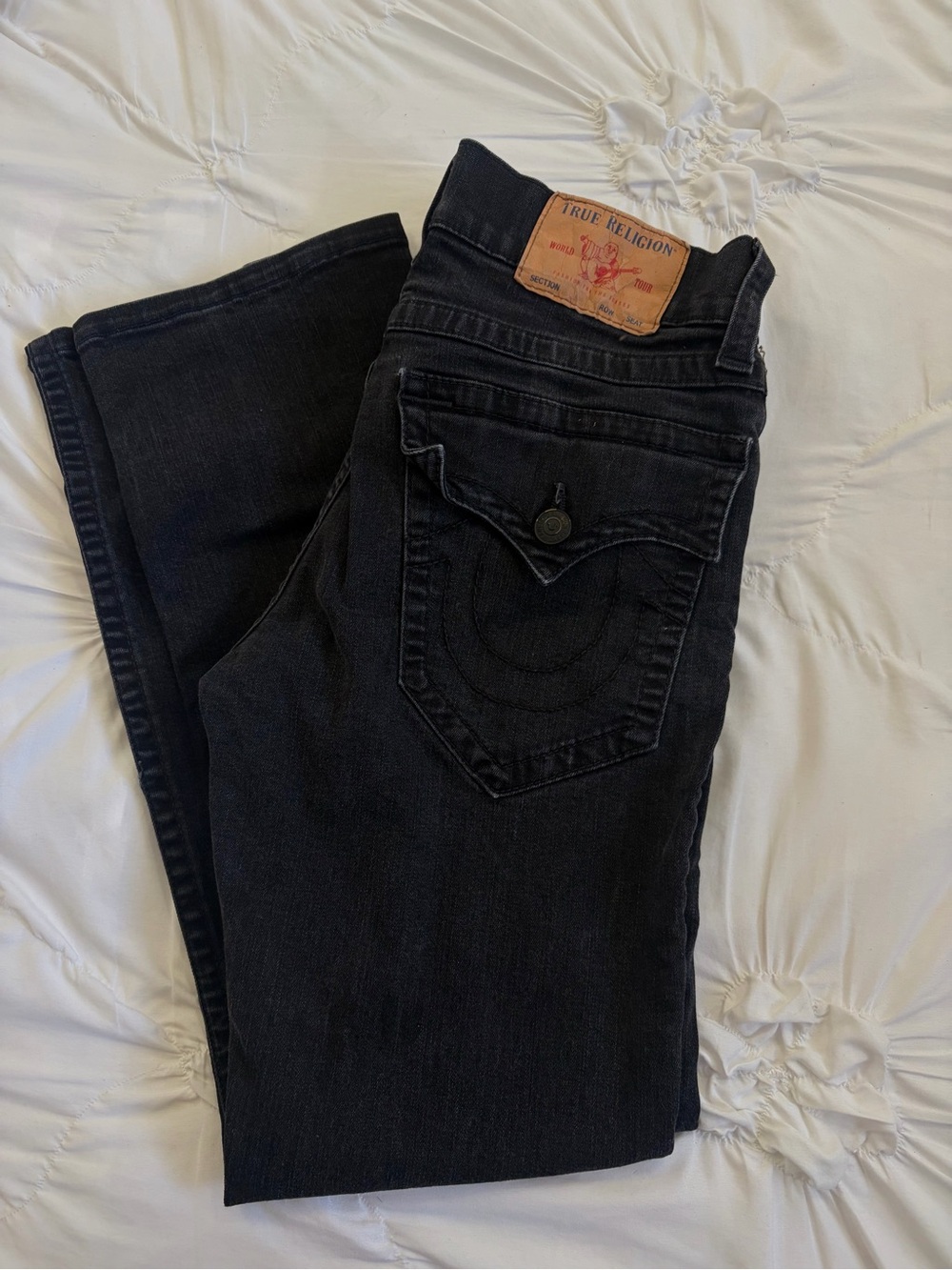 True Religion Mens Relaxed Straight Black Denim Jeans